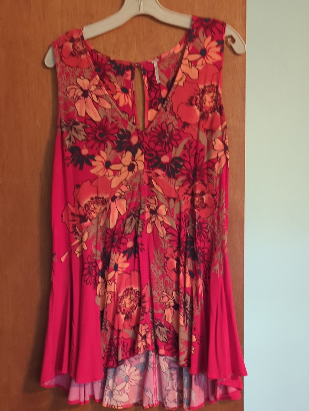 Free People Red Coral Floral Mini Dress